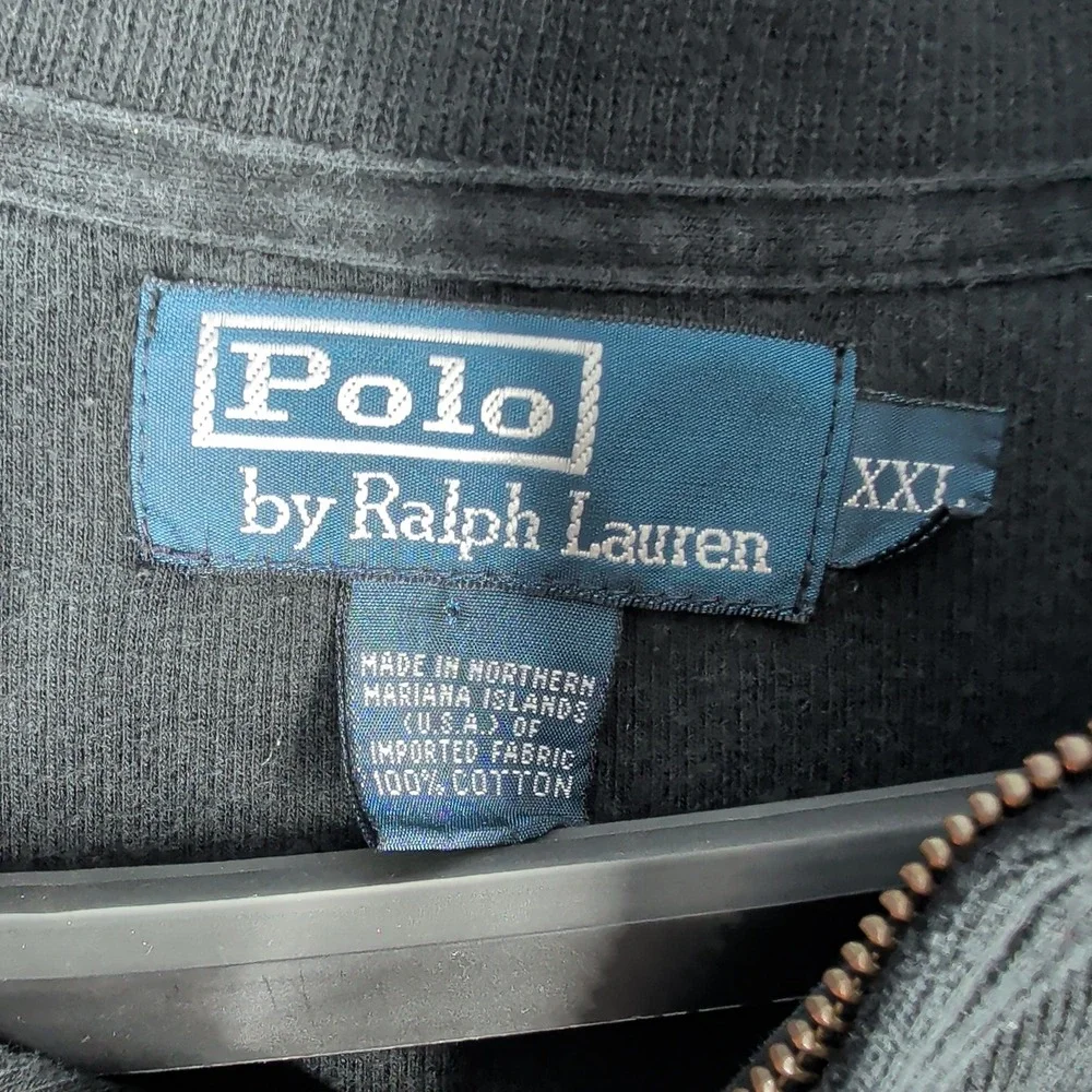 Polo Ralph Lauren‎ Sweater Mens XXL Black Quarter Zip Cotton Red Pony Pullover